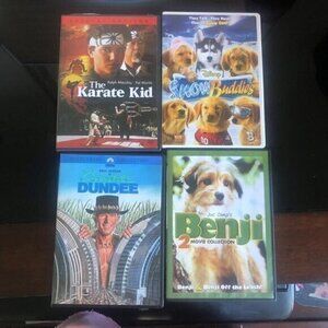 Kids DVDs Four classic 1980s DVDs Benji, Karate Kid DVD's